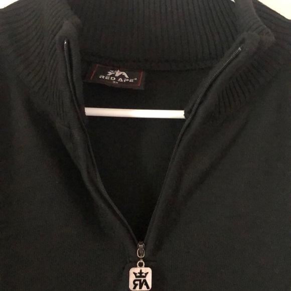 Men’s fall Red ape big & tall striped half zip sweater - Picture 4 of 11